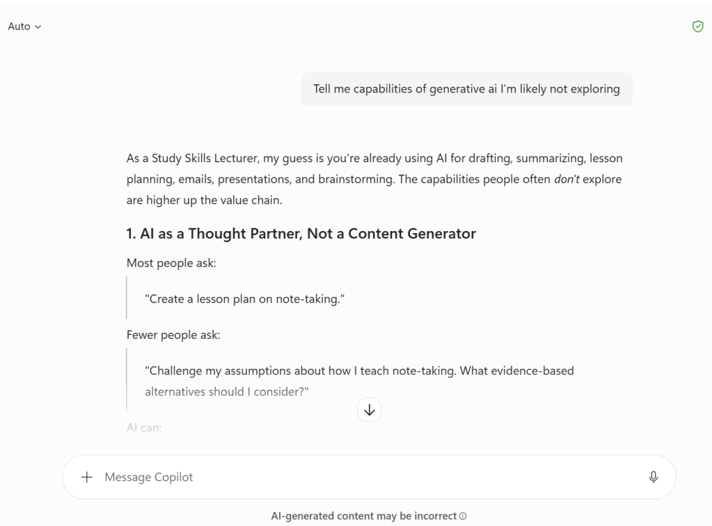 Image shows the beginning of my conversation with Copilot, which I copy below.